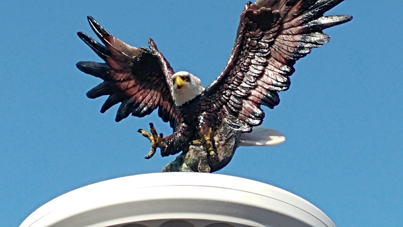 Eagle In Flight Flagpole Topper Finial Ball - Hand Painted - Product